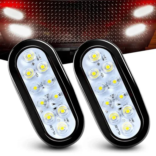 Nilight TL-09 6 Inch Oval White LED Trailer Tail Lights