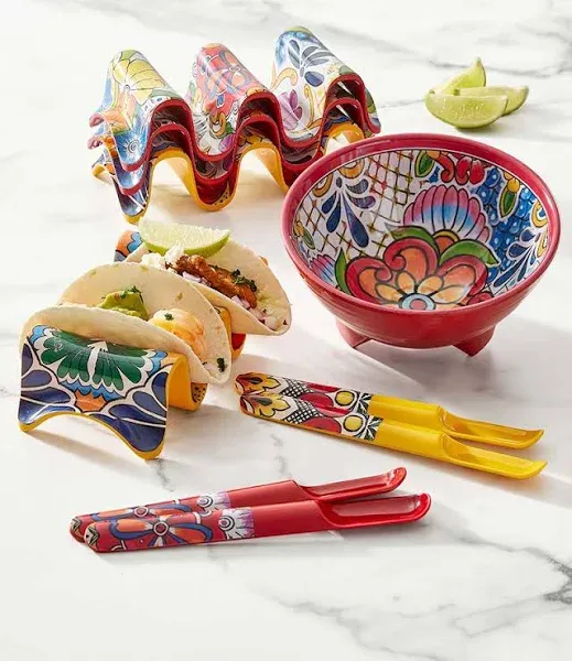 Taco Fiesta Set for 4, Multicolor Melamine Dishware