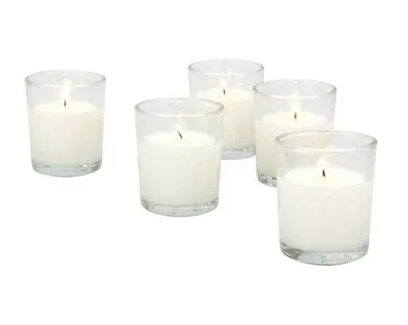 Stonebriar 48 Pack Unscented Long Burning Wax Filled Votive Candles