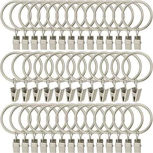 AMZSEVEN 40 Pack Metal Curtain Rings with Clips Drapery Clips Hooks