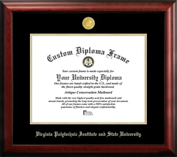 Campus Images Virginia Tech Gold Embossed Diploma Frame