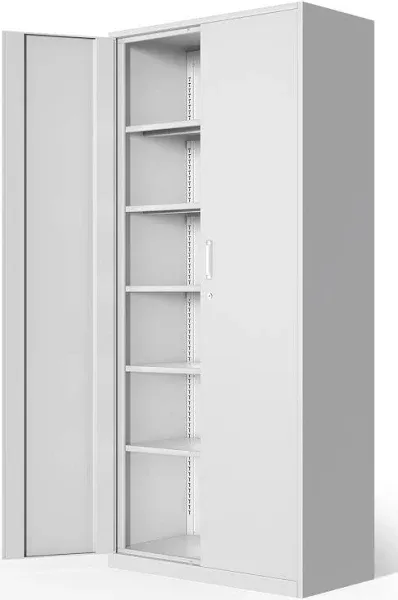 DNA MOTORING Metal Storage Cabinet, 71&#039;&#039; Locking Cabinet with 5 Adjustable Shelv