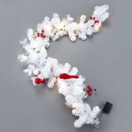 LTD Commodities Lighted Snowy Cardinal Holiday Decor Garland