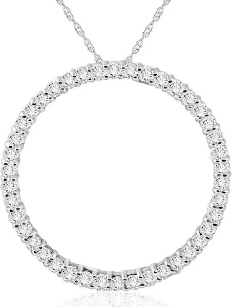 Pompeii3 1 Ct Diamond Circle of Life Eternity Pendant in 14K White Gold