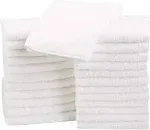 Bulk 24-Pack White Cotton Washcloths - 12&#034; Soft, Absorbent, &amp; Machine Washable