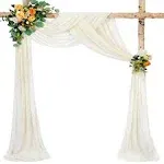 Wedding Arch Fabric Drape Beige 3 Panels 6 Yards Sheer Backdrop Curtain Chiffon Fabric for Party Ceremony Stage Reception Decorations