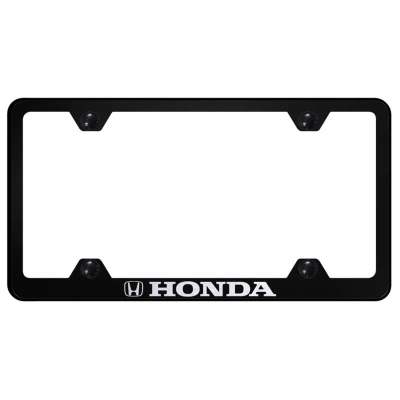 Autogold® LFW.HON.EB - Wide Body Black License Plate Frame with Laser Etched Honda Logo