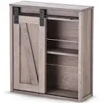 Landia Home Bathroom Wall Cabinet - Storage and Organization with Sliding Barn Door, Brown