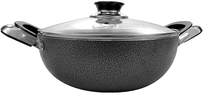 Non Stick Aluminum Casserole With Glass Lid,8 Inches, 2 Quart Black