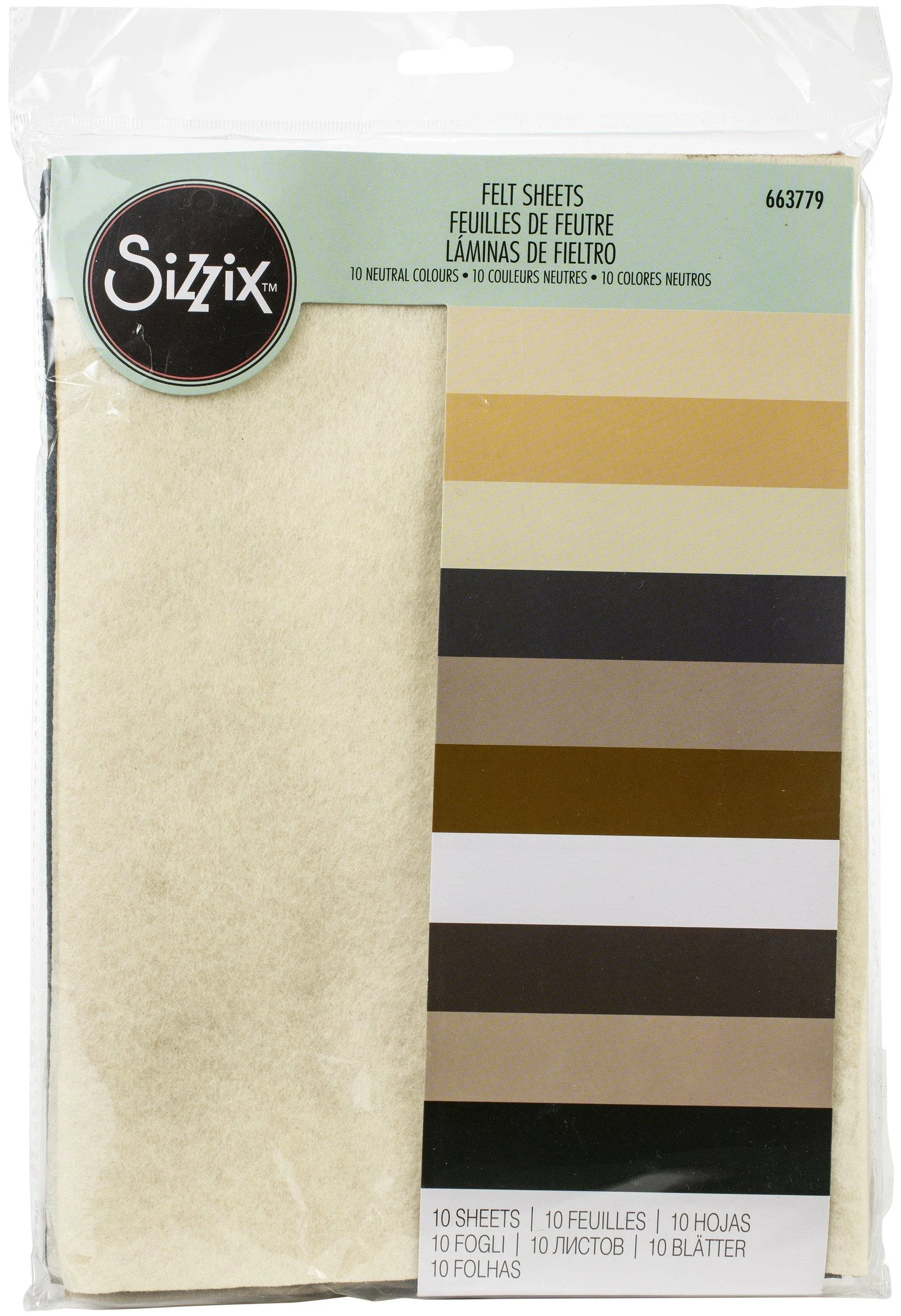 Sizzix Felt Sheets 10/Pkg-Assorte<wbr/>d Colors-Neutral - 2 Pack