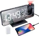 Projection Digital Alarm Clock for Bedrooms, Radio with Black