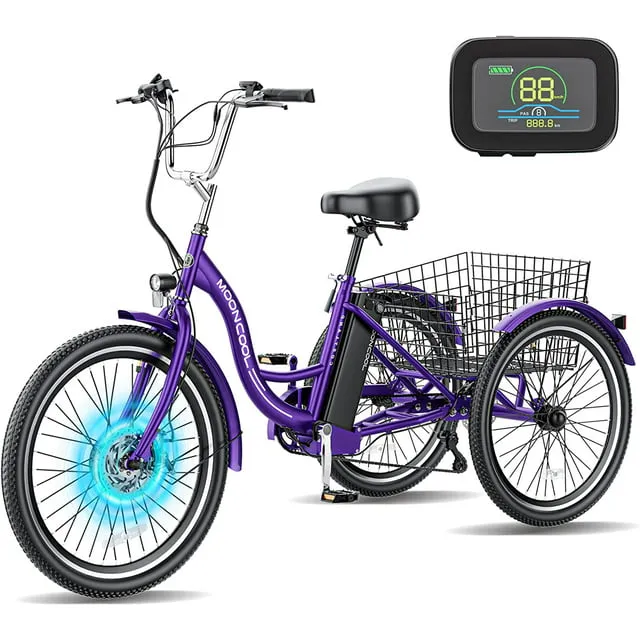 MOONCOOL Electric Tricycle for Adults 24" 26" 7 Speed Trike 350w 36V Battery  | eBay