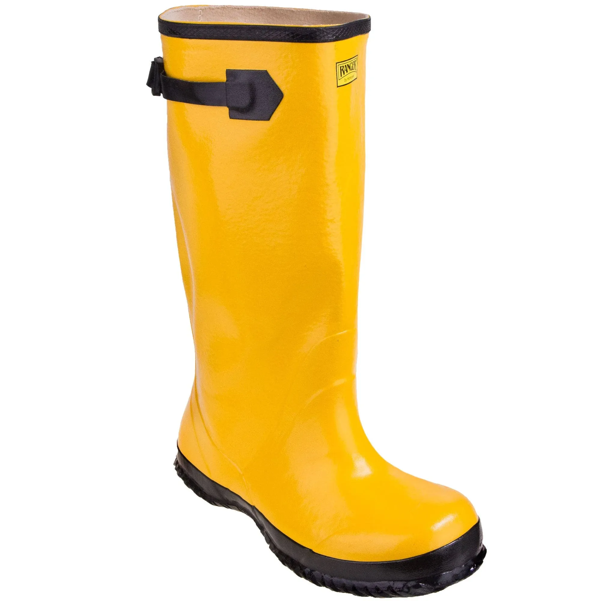 "Ranger Boots: Men's A380 Yellow Rubber Buckle Concrete Overboots "