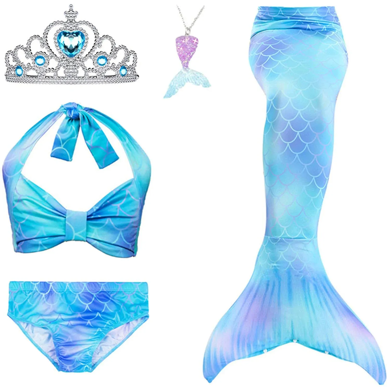 (C1, 110) New Girls Mermaid Tails Costume Flipper Swimsuit For Kids Holiday ...