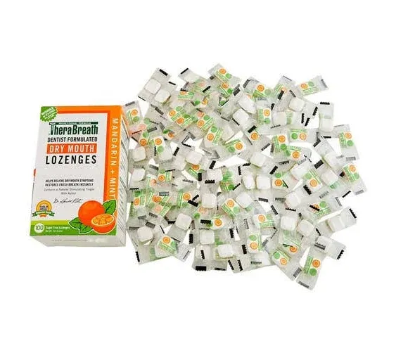 TheraBreath Dry Mouth ZINC Lozenges, Mandarin Mint Flavor, 100 Lozenges