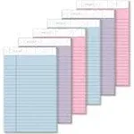 TOPS 63016 Prism+ 5" x 8" Narrow Ruled Assorted Color Perforated Legal Pad - 6/Pack