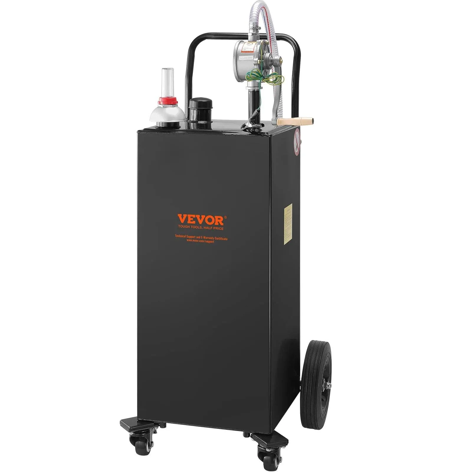 VEVOR 35 Gallon Fuel Gas Caddy Diesel Oil Transfer Tank, 4 Wheels Portable, Pump