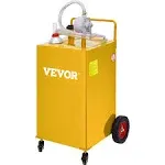 VEVOR 35 Gal Gas Storage Tank On 4 Wheels Fuel Caddy with Manuel Transfer Pump Yellow