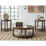 Signature Design by Ashley Roybeck 3-Piece Occasional Table Set in Light Brown and Bronze