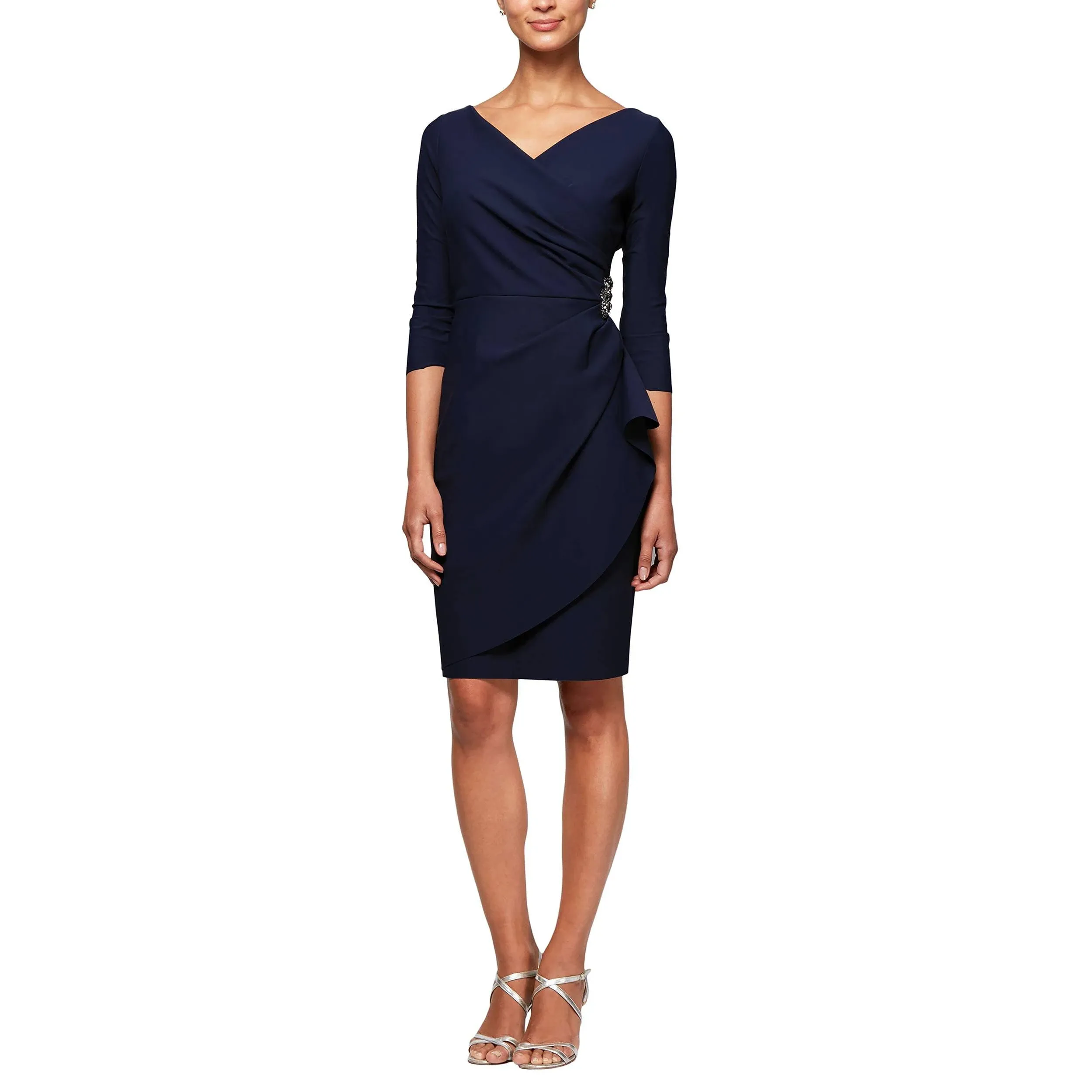 Embellished Ruched Sheath Cocktail Dress