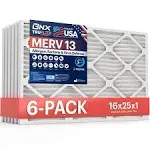 BNX TruFilter 16x25x1 Air Filter MERV 13 (6-pack) - Made in USA - Electrostatic Pleated Air Conditioner HVAC AC Furnace Filters