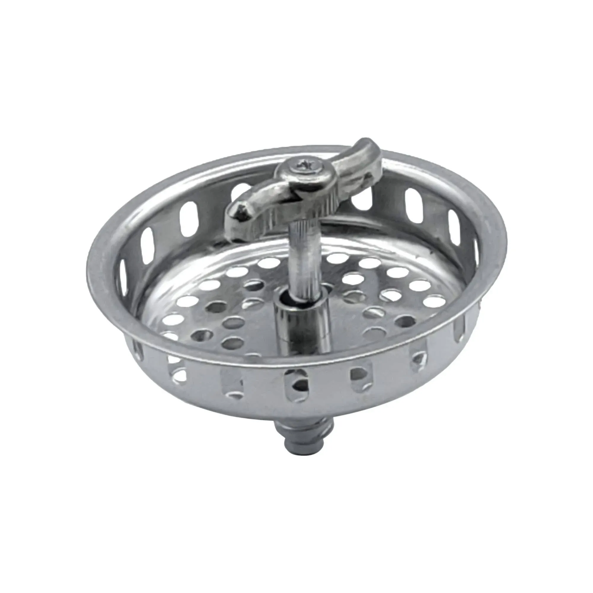 Spin and Seal Stainless Steel Replacement Basket Strainer with Threaded Post, 3-1/2 Inch, Threaded Post Strainer, Chrome