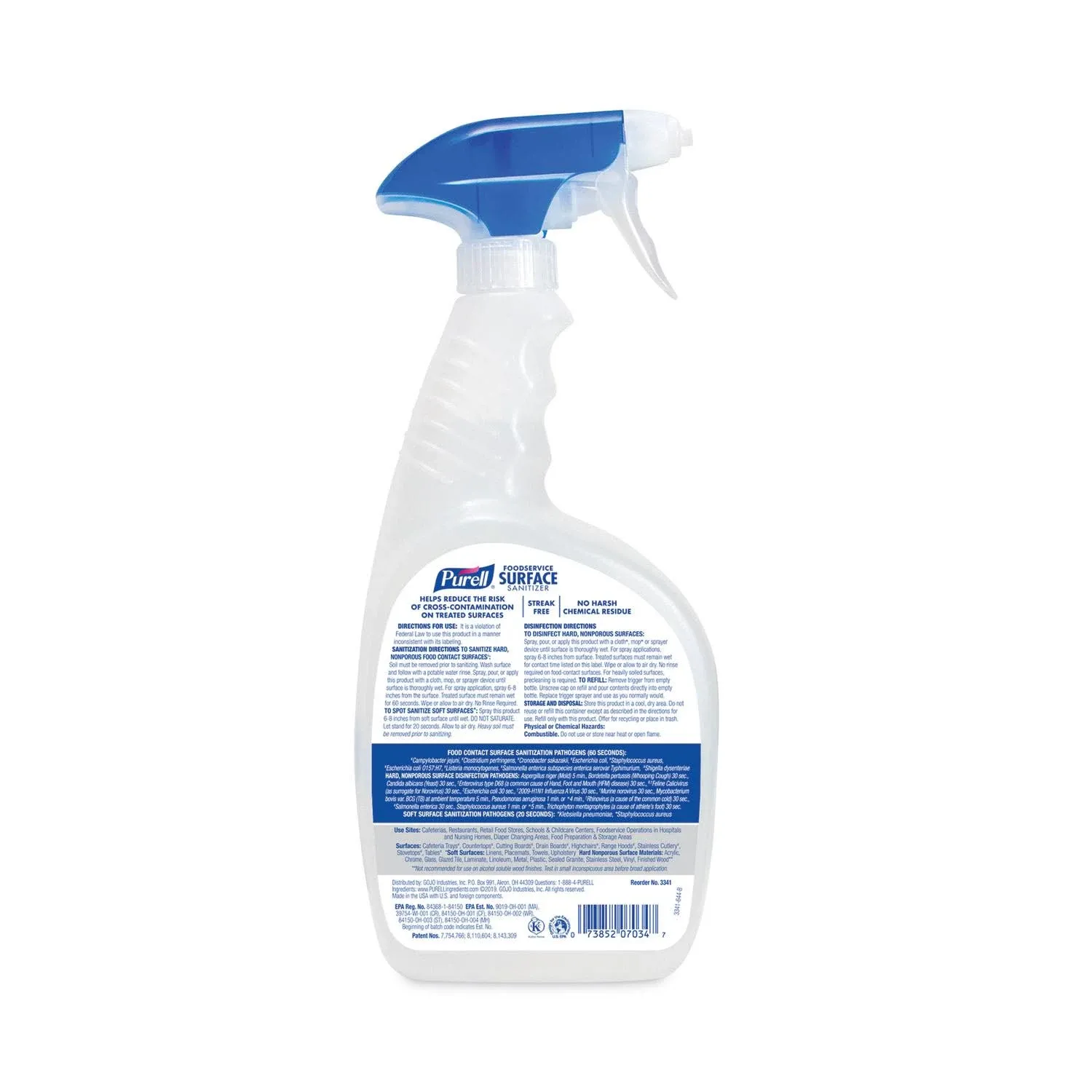 Purell Foodservice Surface Sanitizer Spray, Fragrance Free, 32 fl oz, 6/Carton (3341-06)