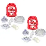 Ever Ready First Aid Adult and Infant CPR Mask Combo Kit with 2 Valves with Pair of Nitrile Gloves & 2 Alcohol Prep Pads - Red - 2 Pack