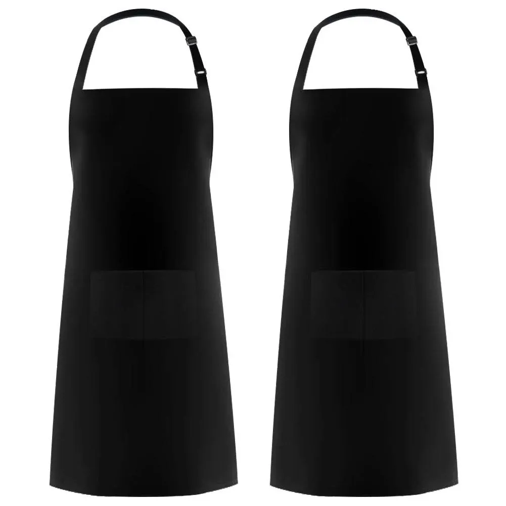 Syntus 2 Pack Adjustable Bib Apron Waterdrop Resistant with 2 Pockets Cooking Kitchen Aprons for Women Men Chef