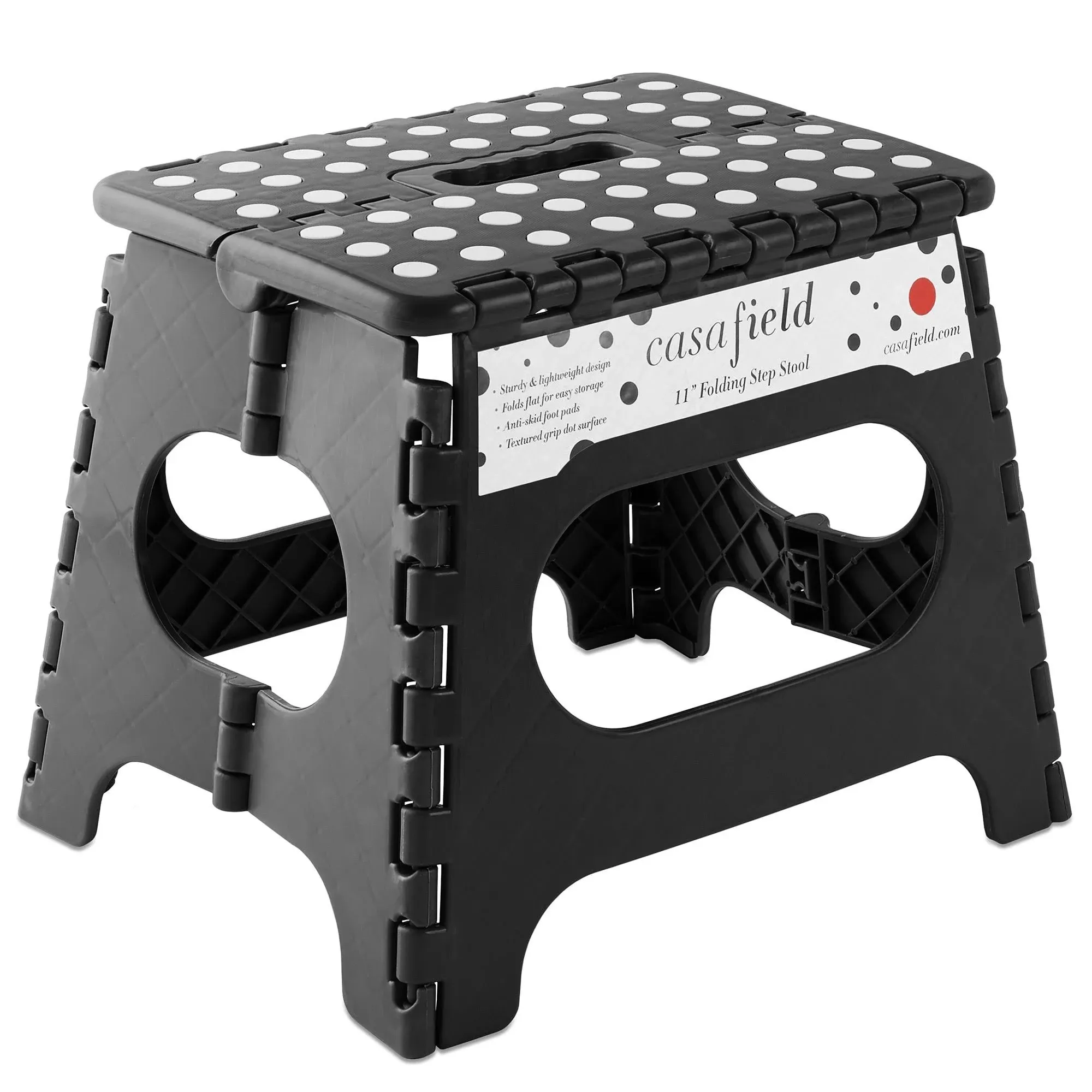 Casafield 9" Folding Step Stool with Handle Black - Portable Collapsible Small ...