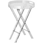 VEVOR Acrylic Folding Tray Table Acrylic End Table Folding X-Leg for Living Room