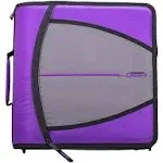 Case it™ Large Capacity Zipper Binder, 3 Rings, 3&quot; Capacity, 11 x 8.5, Purple ;