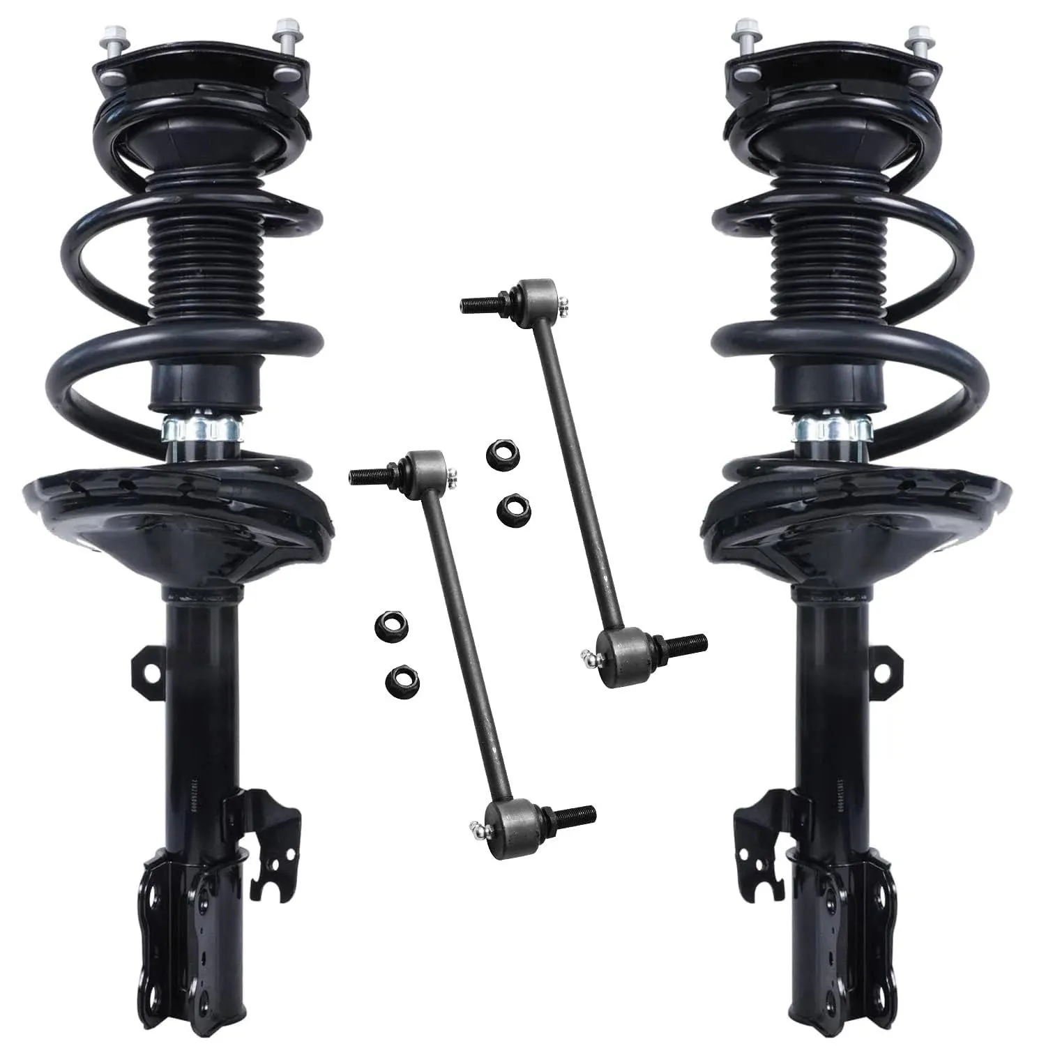 Detroit Axle - Front Struts Sway Bars for Toyota Highlander Lexus RX330 RX350 RX400h Complete 2 Ready Struts w/Coil Springs Assembly + 2 Front Sway Bar Links Replacement Suspension Kit