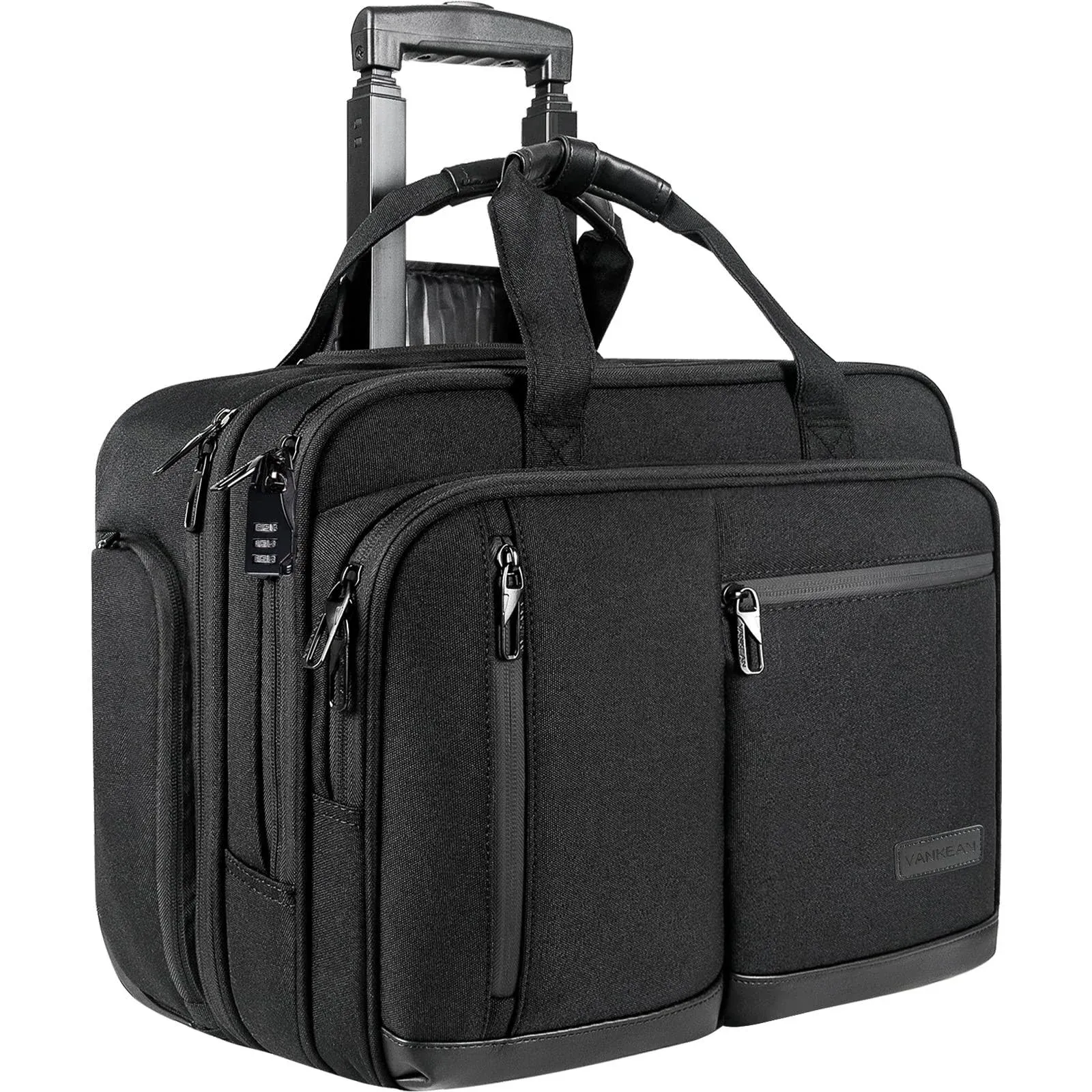 17.3 Inch Rolling Laptop Bag with RFID Pockets, Waterproof For Men, Women, Black