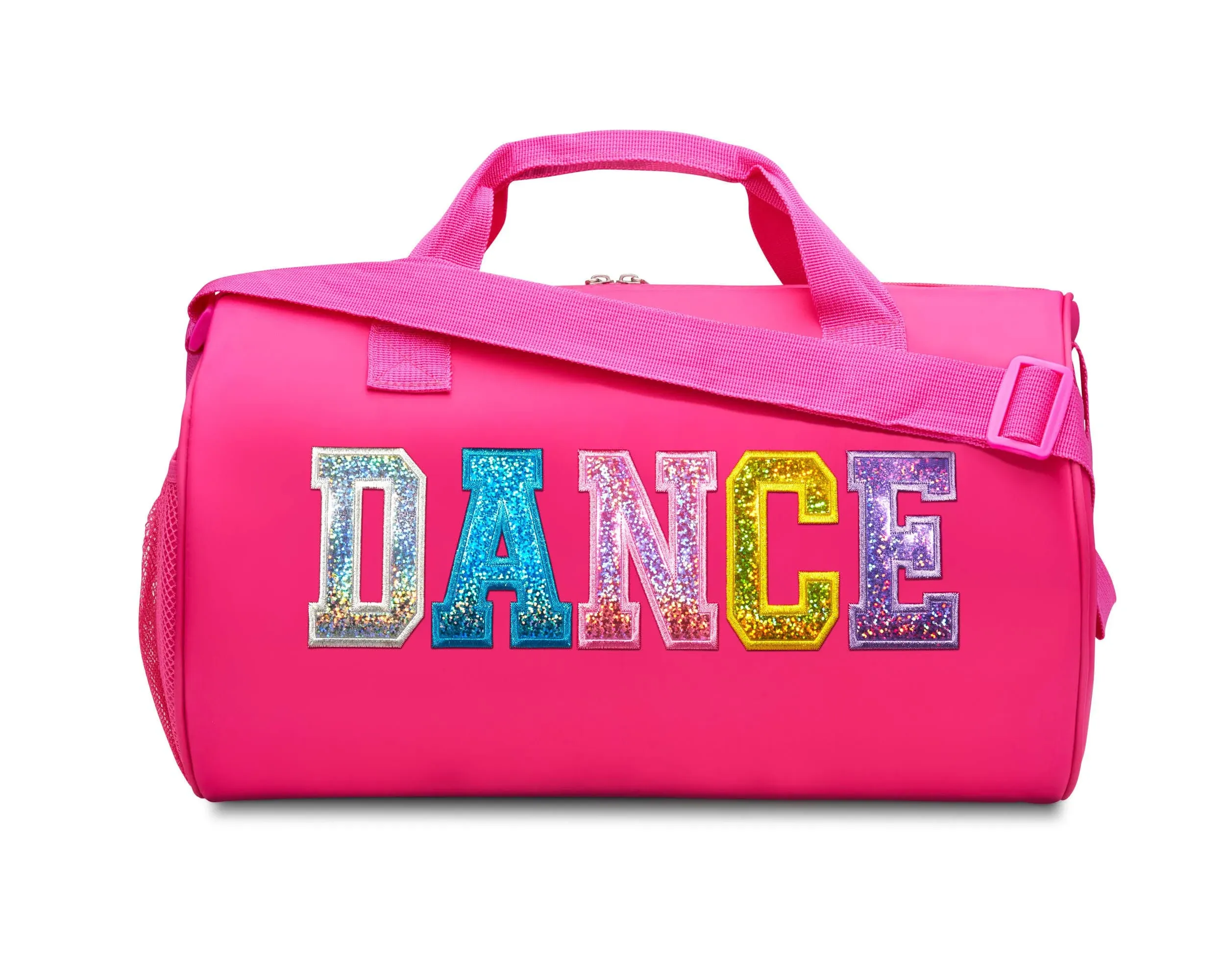 Dance Duffle Bag for Girls, Kids Travel with Adjustable Fuchsia/Multi 