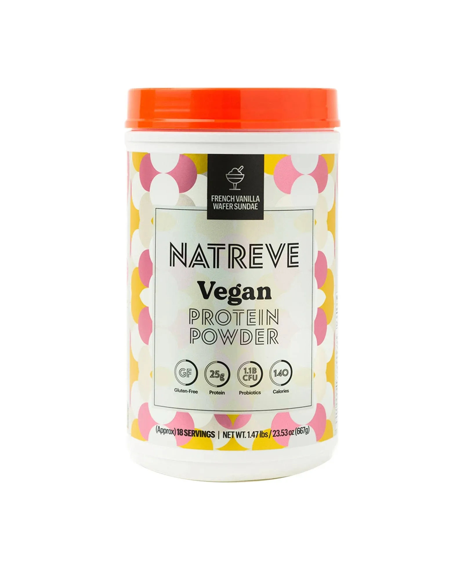 Natreve Vegan Protein Powder - 25g Plant Based Protein Powder with Probiotics and Amino Acids - Gluten Free French Vanilla Wafer Sundae, 18 Servings