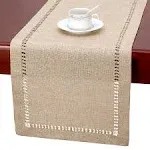 Grelucgo Handmade Hemstitch Beige Table Runner Or Dresser Scarf, Rectangular 14 by 54 Inch