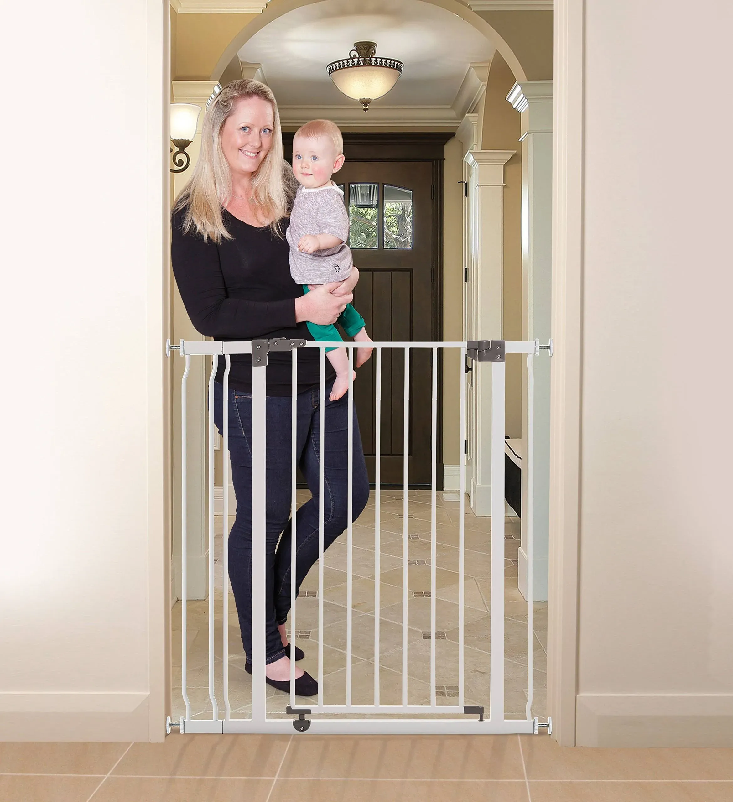 Dreambaby Liberty Extra-Tall Baby Safety Gate - with Smart Stay Open Feature - Fits Openings 29.5-36.5 inches Wide - White - Model L768