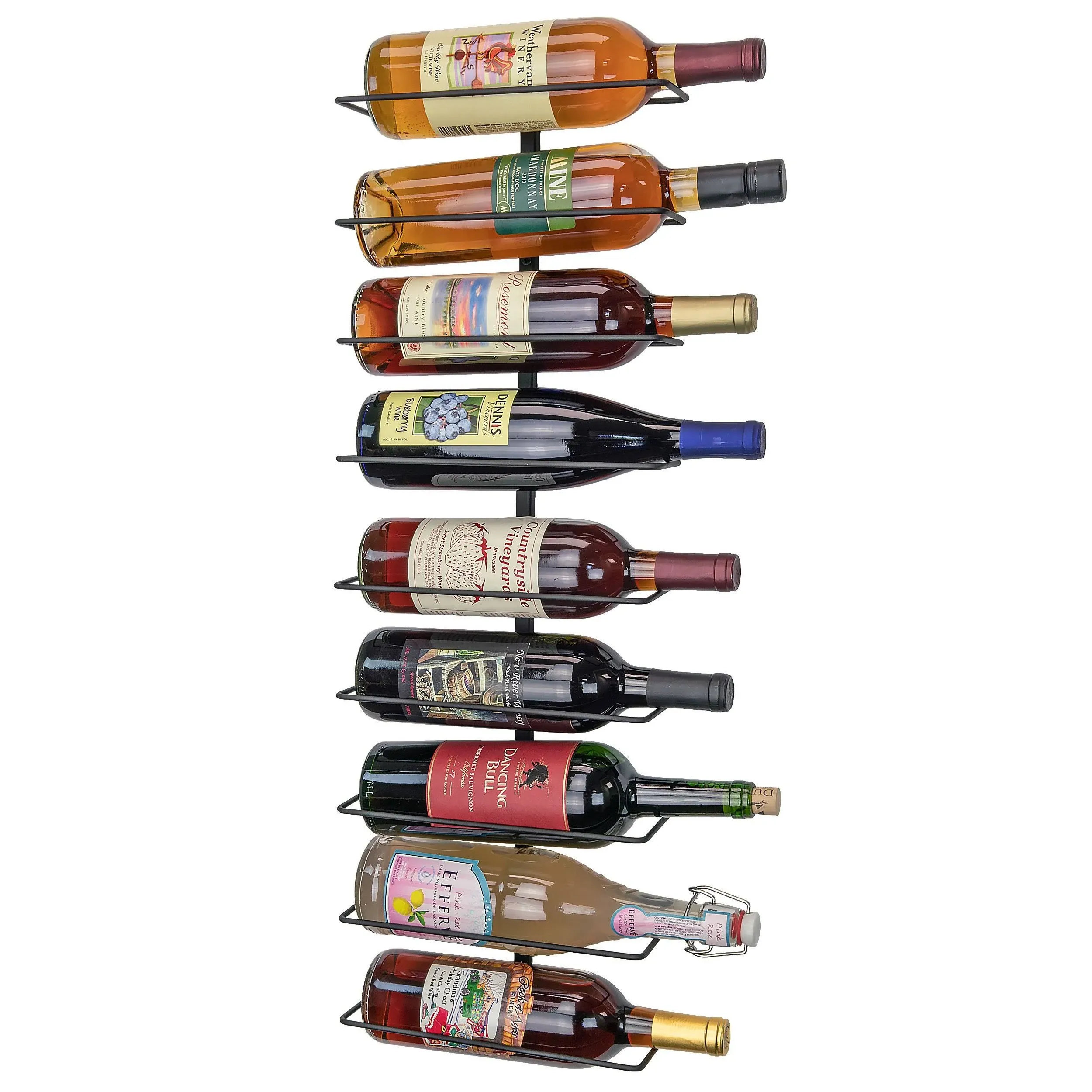 Southern Homewares Nine Bottle Wine Display Simple Storage Wall Rack -...