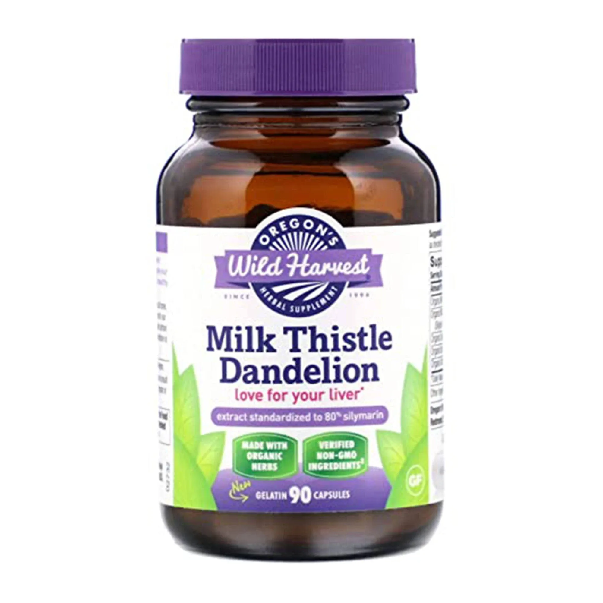 Oregons Wild Harvest Milk Thistle Dandelion, Non-GMO Vegetarian 90 capsules