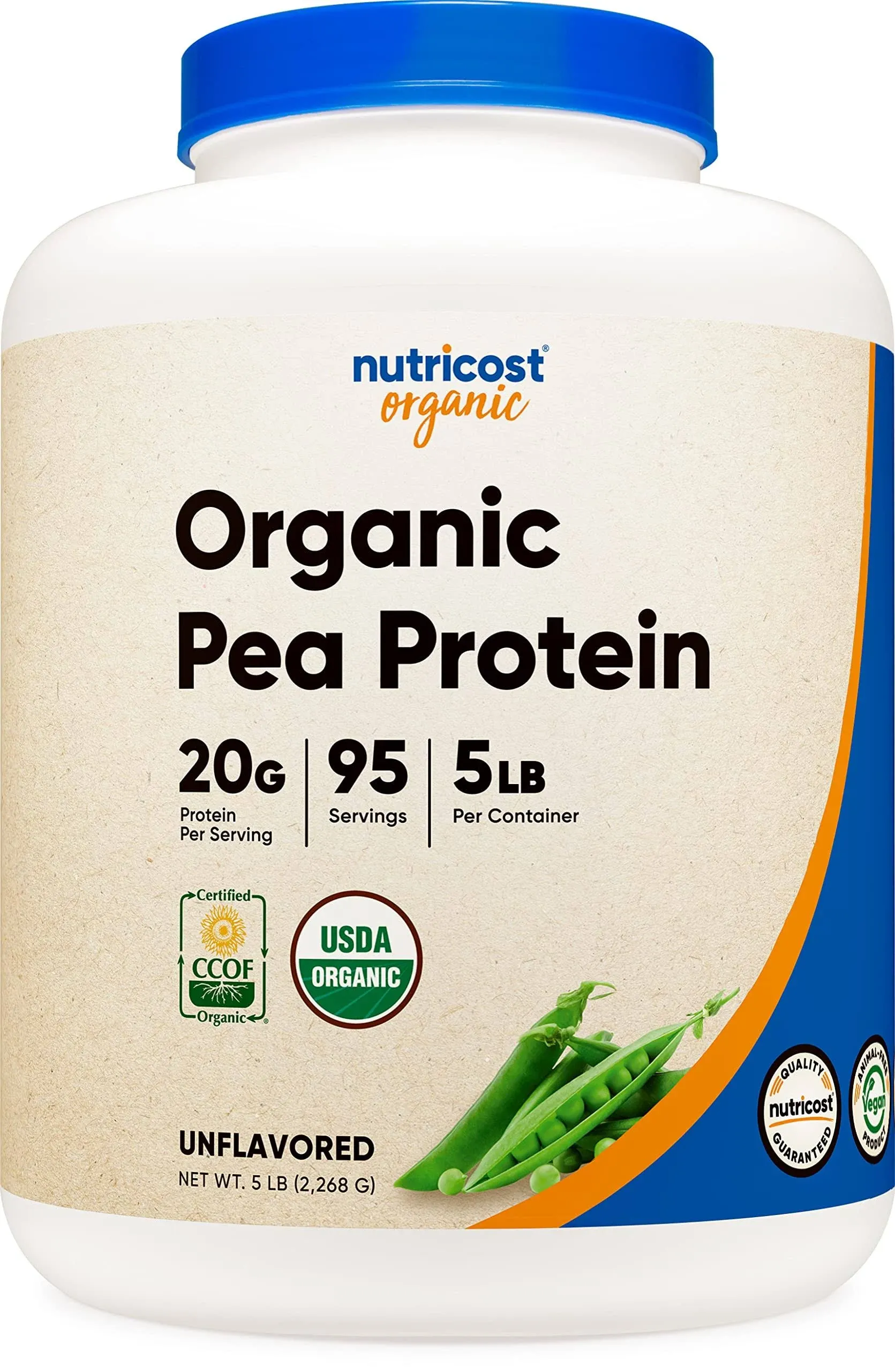 Nutricost, Organic Pea Protein, Unflavored, 5 lbs (2,268 g)