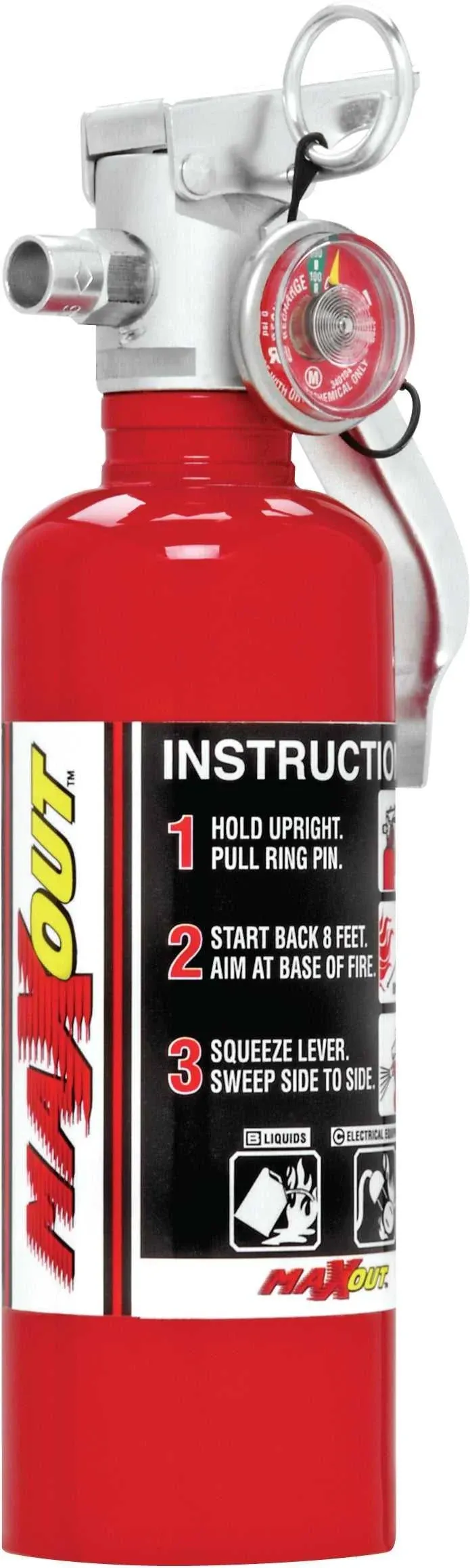 1 lb. Dry Chemical Car Fire Extinguisher - Red | UL Listed, Compact & Rechargeable | Class B:C Fire Safety for Cars, Boats, RVs, Trucks, UTVs and Off-Road | Includes Mounting Bracket