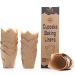 200pcs Natural Tulip Cupcake Liners for Baking Cups Unbleached European Parchment paper Tulip Muffin Liners, Cupcake Wrapper for Party, Christmas