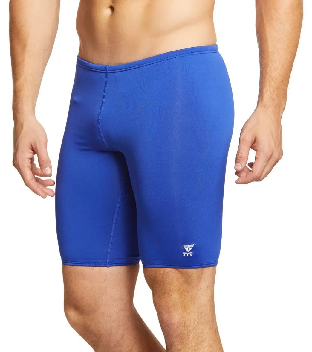 TYR Men's Durafast Elite Solid Jammer Swimsuit, Royal, 28