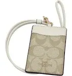 New Coach F63274 Lanyard ID Case in Signature Im/light Khaki Chalk