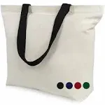  | 6 | 1Pack Canvas Tote Bags with Magnetic Snap, Reusable 2 Black/Natural