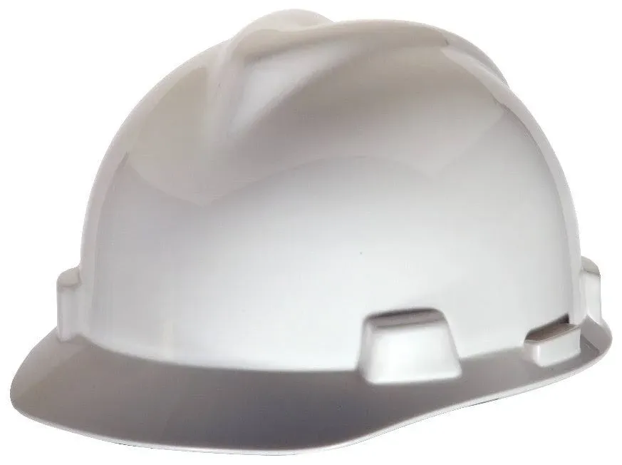 MSA 466354 V-Gard Cap Style Safety Hard Hat With Staz-on Pinlock Suspension | Polyethylene Shell, Superior Impact Protection, Self Adjusting Crown Straps - Small Size in White