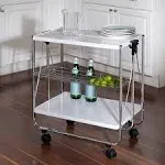 Honey-Can-Do Foldable Kitchen Cart, White/Chrome