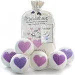 Friendsheep Organic Wool Dryer Balls Pink Purple Hearts 6 Pack XL Premium ...