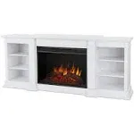 Real Flame Eliot 81" Grand Electric Fireplace TV Stand in White for TVs up to 80 inches, Entertainment Center with Adjustable Shelves and Storage, TV Stand for Living Room and Bedroom, Remote Control